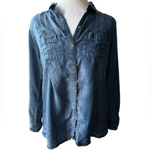 J Jill Denim chambray tencel button down shirt